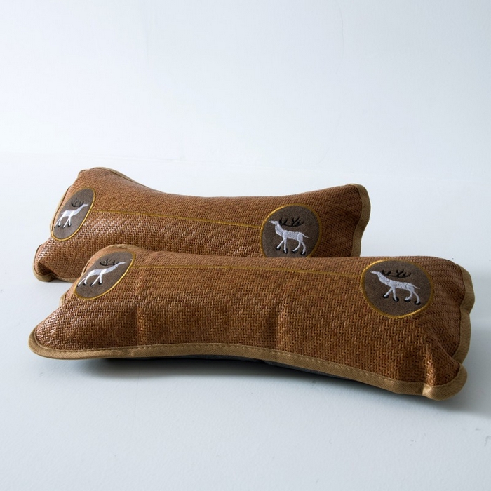 91家纺网 家纺一手货源 找家纺 莉迪娅 2025新款保健枕头茶叶颈椎枕头竹片护颈枕小圆枕骨头枕 一路有你咖