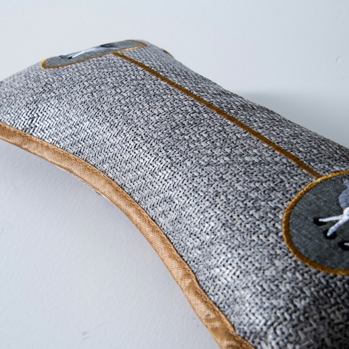 91家纺网 家纺一手货源 找家纺 莉迪娅 2025新款保健枕头茶叶颈椎枕头竹片护颈枕小圆枕骨头枕 一路有你灰色