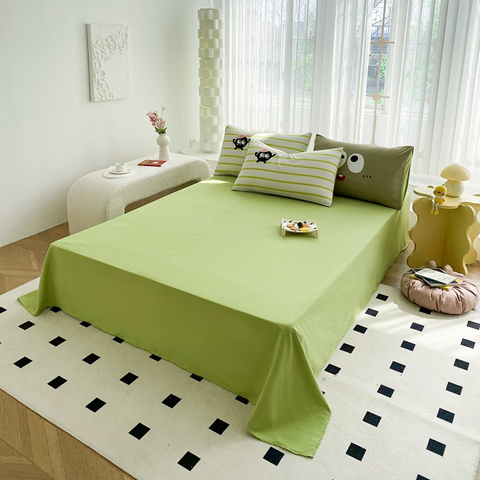 91家纺网 家纺一手货源 找家纺 眷恋家纺 2026新款多巴胺水洗棉毛巾绣四件套 煤球-果绿