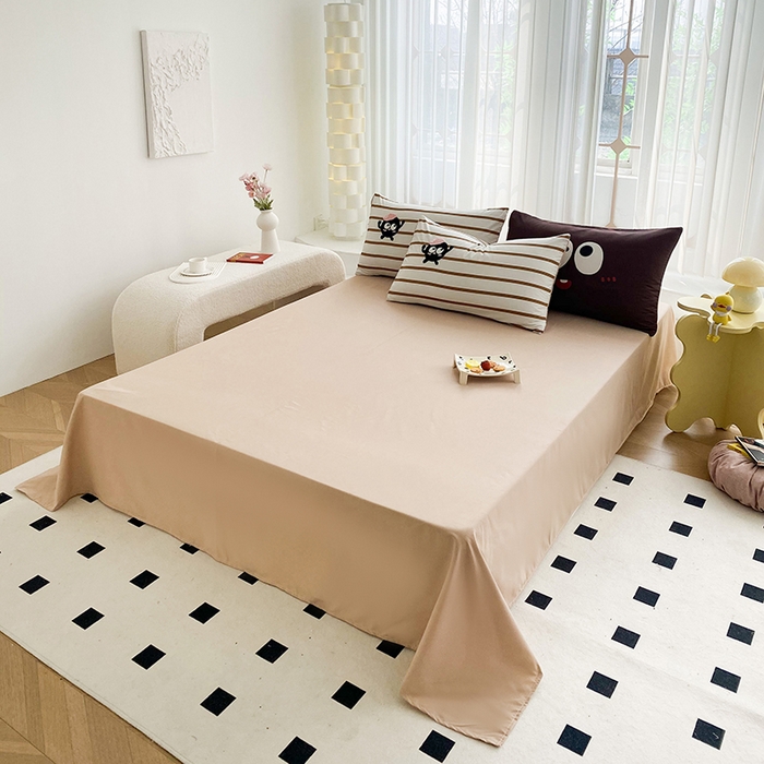 91家纺网 家纺一手货源 找家纺 眷恋家纺 2026新款多巴胺水洗棉毛巾绣四件套 煤球-焦糖咖