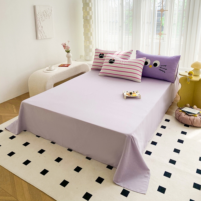 91家纺网 家纺一手货源 找家纺 眷恋家纺 2026新款多巴胺水洗棉毛巾绣四件套 猫咪-树莓粉