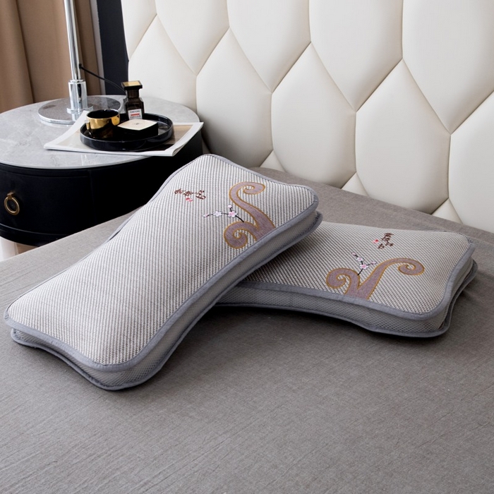 91家纺网 家纺一手货源 找家纺 莉迪娅 2026新款蝶形荞麦壳枕头荞麦枕凉席枕头夏季枕头 喜上眉梢灰