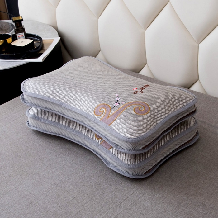 91家纺网 家纺一手货源 找家纺 莉迪娅 2026新款蝶形荞麦壳枕头荞麦枕凉席枕头夏季枕头 喜上眉梢灰