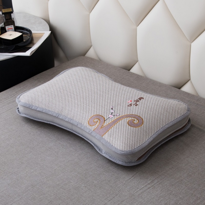 91家纺网 家纺一手货源 找家纺 莉迪娅 2026新款蝶形荞麦壳枕头荞麦枕凉席枕头夏季枕头 喜上眉梢灰