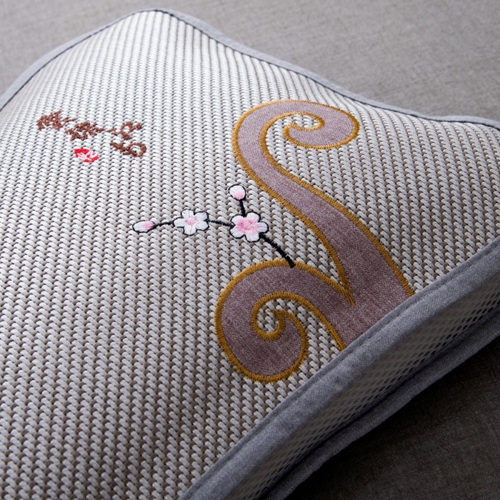 91家纺网 家纺一手货源 找家纺 莉迪娅 2026新款蝶形荞麦壳枕头荞麦枕凉席枕头夏季枕头 喜上眉梢灰