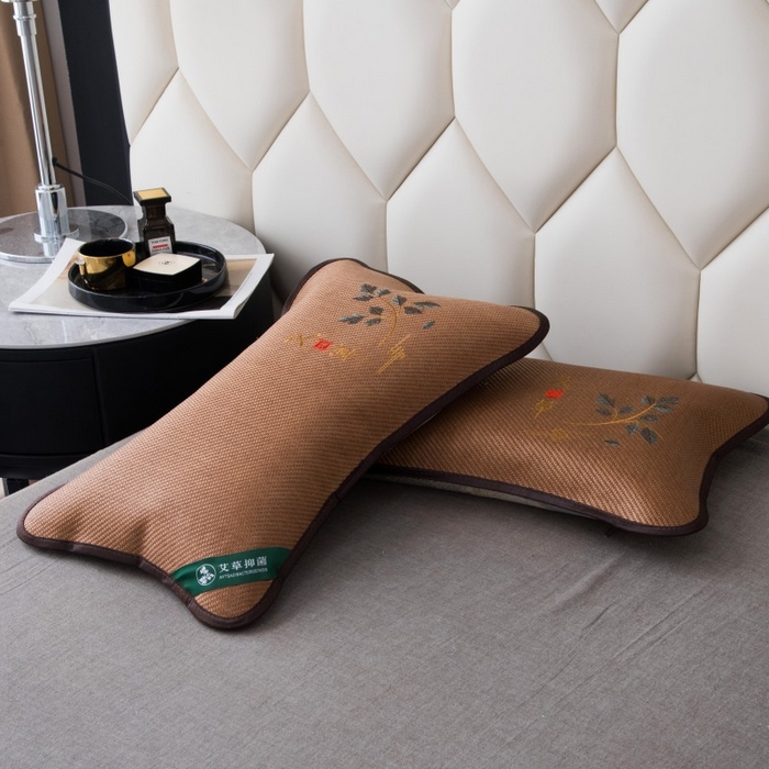 91家纺网 家纺一手货源 找家纺 莉迪娅 2026新款荞麦壳枕头枕芯夏季凉席藤席枕头夏凉枕 艾草圆角咖