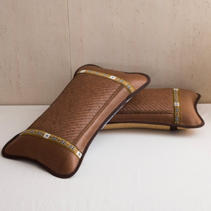 91家纺网 家纺一手货源 找家纺 莉迪娅 2026新款荞麦壳枕头枕芯夏季凉席藤席枕头夏凉枕 中号圆角咖色