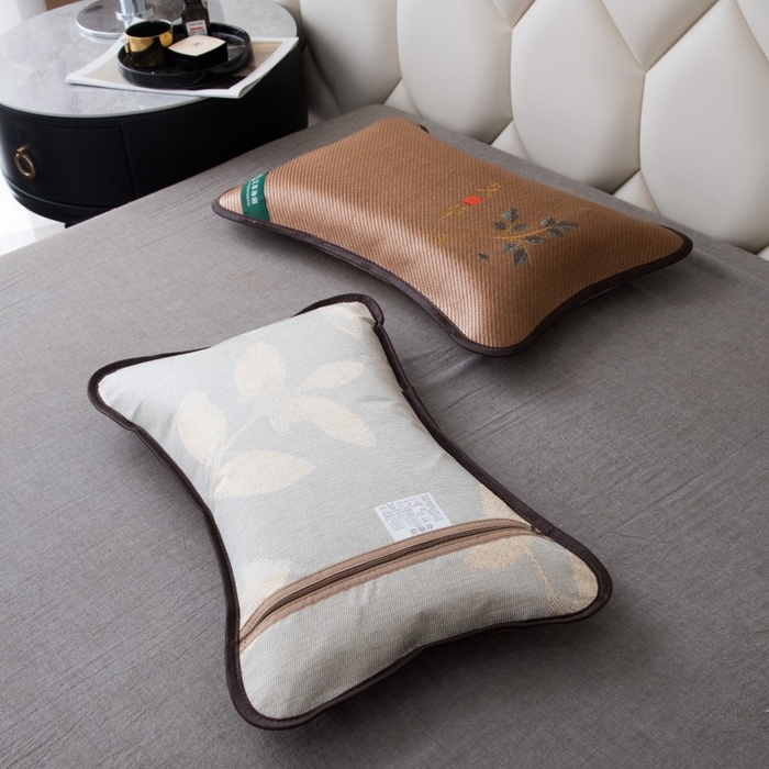 91家纺网 家纺一手货源 找家纺 莉迪娅 2026新款荞麦壳枕头枕芯夏季凉席藤席枕头夏凉枕 艾草圆角咖