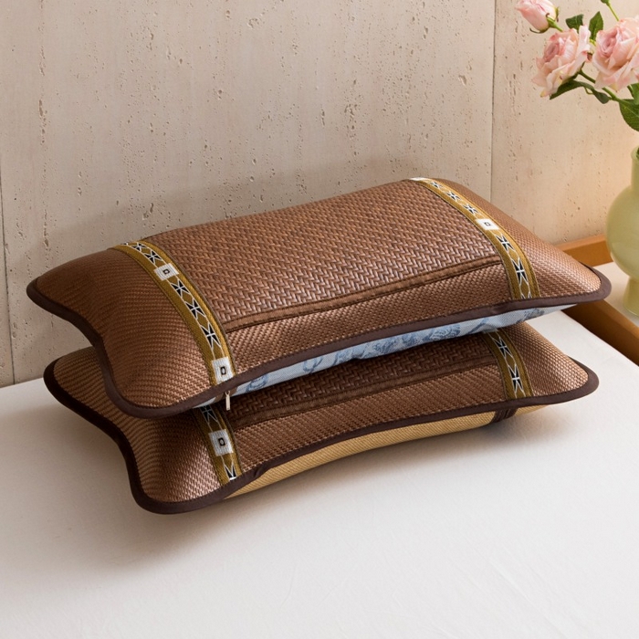 莉迪娅 2026新款荞麦壳枕头枕芯夏季凉席藤席枕头夏凉枕 中号圆角咖色