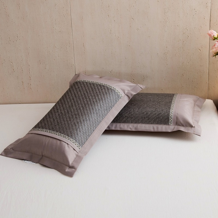 91家纺网 家纺一手货源 找家纺 莉迪娅 2026新款荞麦壳枕头枕芯夏季凉席藤席枕头夏凉枕 直角仿藤灰色