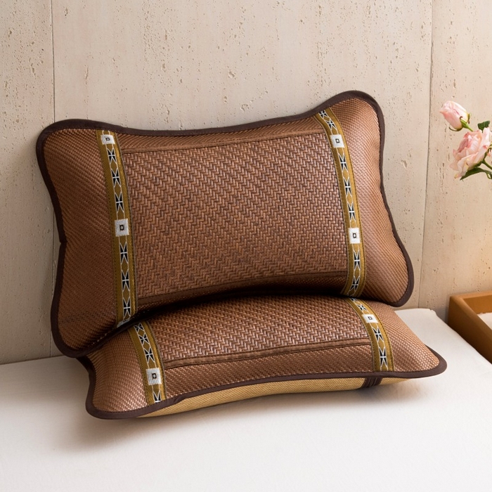 91家纺网 家纺一手货源 找家纺 莉迪娅 2026新款荞麦壳枕头枕芯夏季凉席藤席枕头夏凉枕 中号圆角咖色