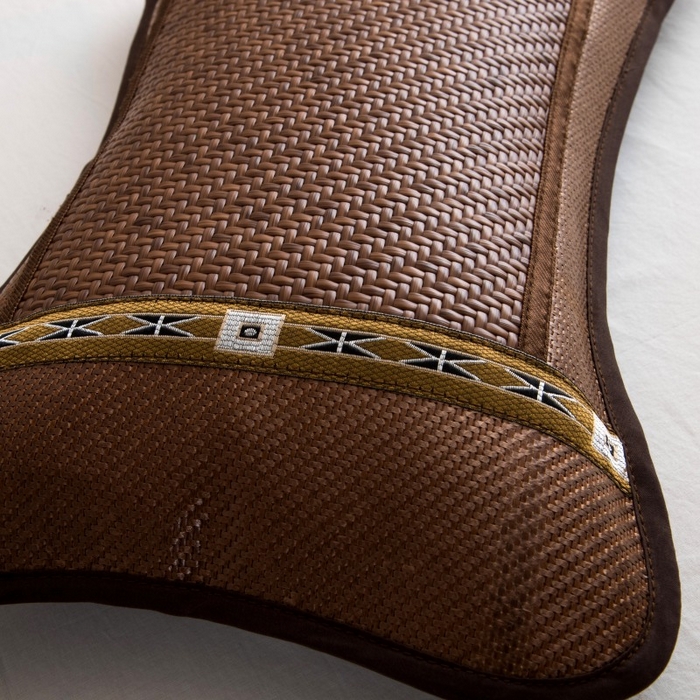 91家纺网 家纺一手货源 找家纺 莉迪娅 2026新款荞麦壳枕头枕芯夏季凉席藤席枕头夏凉枕 中号圆角咖色