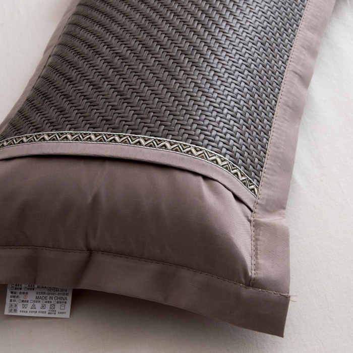 91家纺网 家纺一手货源 找家纺 莉迪娅 2026新款荞麦壳枕头枕芯夏季凉席藤席枕头夏凉枕 直角仿藤灰色