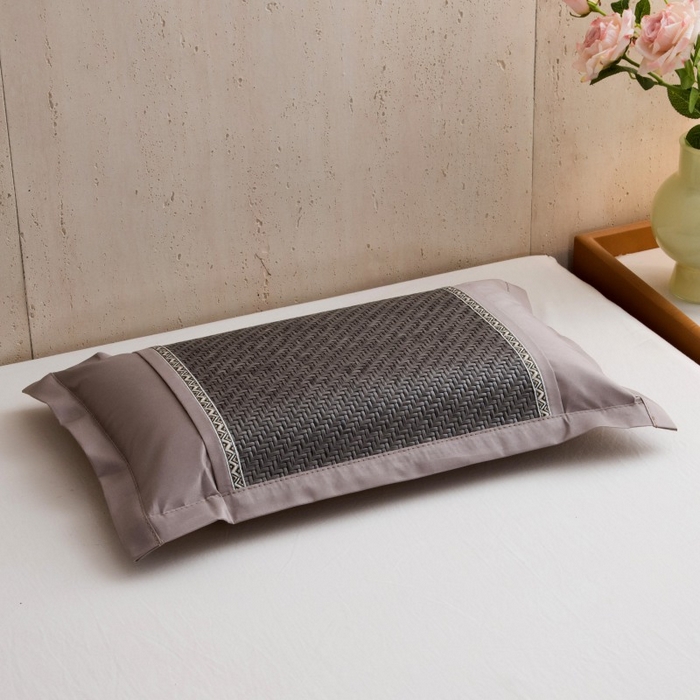 91家纺网 家纺一手货源 找家纺 莉迪娅 2026新款荞麦壳枕头枕芯夏季凉席藤席枕头夏凉枕 直角仿藤灰色