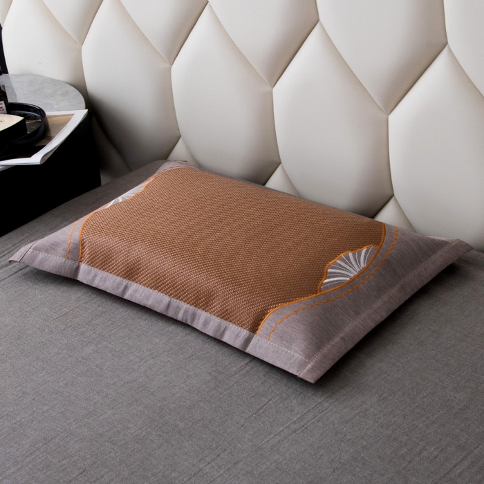 91家纺网 家纺一手货源 找家纺 莉迪娅 2026新款荞麦壳枕头枕芯夏季凉席藤席枕头夏凉枕 贝壳秀咖色