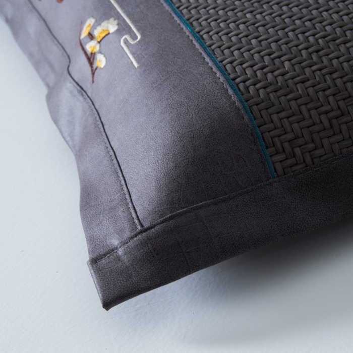 91家纺网 家纺一手货源 找家纺 莉迪娅 2026新款荞麦壳枕头枕芯夏季凉席藤席枕头夏凉枕 桃花流水灰