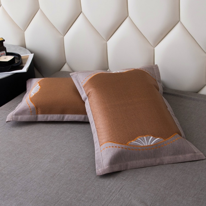 91家纺网 家纺一手货源 找家纺 莉迪娅 2026新款荞麦壳枕头枕芯夏季凉席藤席枕头夏凉枕 贝壳秀咖色