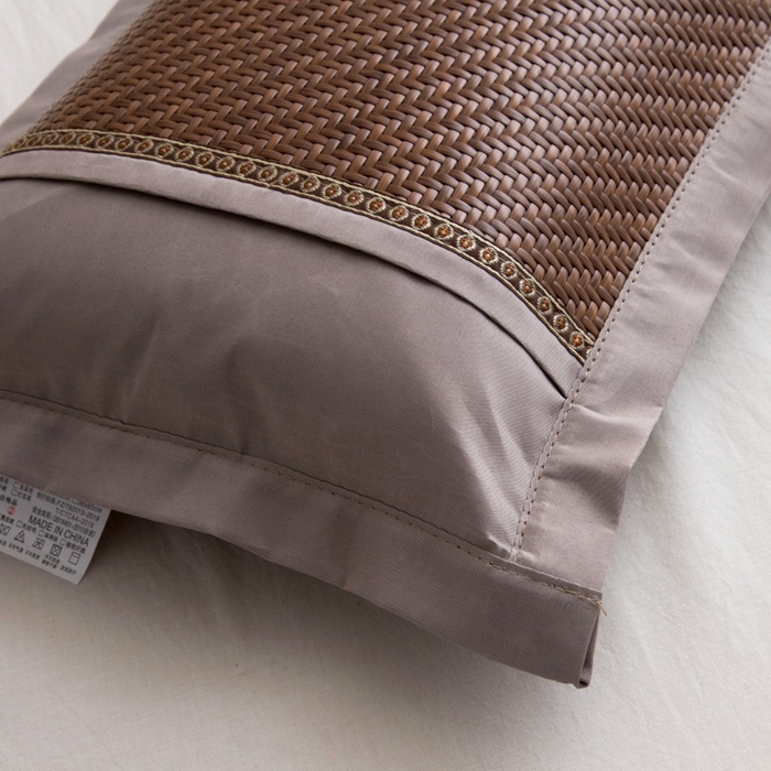 91家纺网 家纺一手货源 找家纺 莉迪娅 2026新款荞麦壳枕头枕芯夏季凉席藤席枕头夏凉枕 直角仿藤咖色