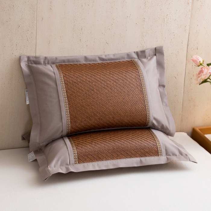 91家纺网 家纺一手货源 找家纺 莉迪娅 2026新款荞麦壳枕头枕芯夏季凉席藤席枕头夏凉枕 直角仿藤咖色