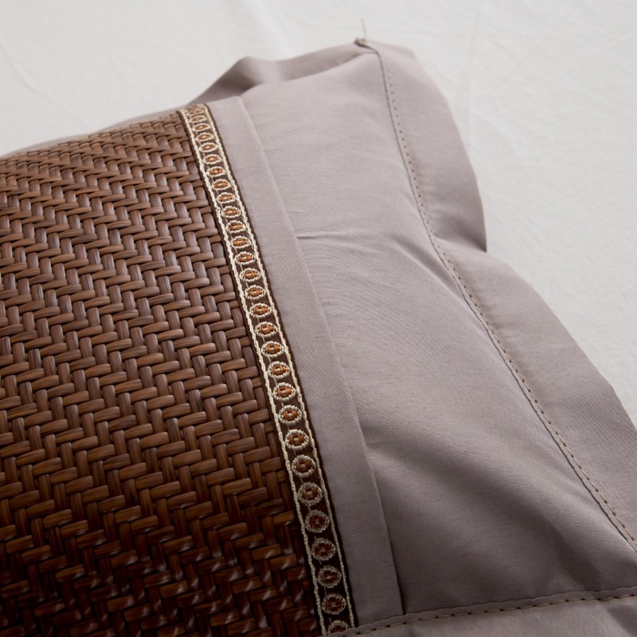 91家纺网 家纺一手货源 找家纺 莉迪娅 2026新款荞麦壳枕头枕芯夏季凉席藤席枕头夏凉枕 直角仿藤咖色