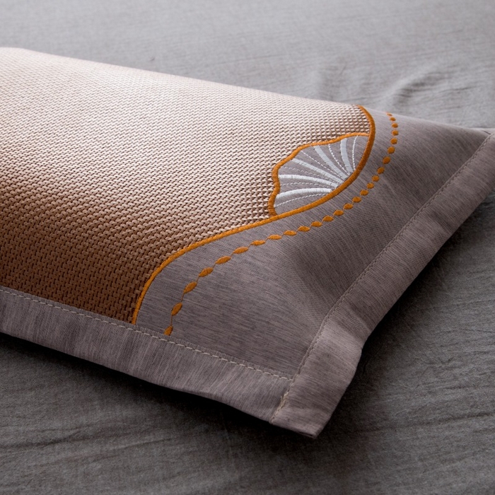 91家纺网 家纺一手货源 找家纺 莉迪娅 2026新款荞麦壳枕头枕芯夏季凉席藤席枕头夏凉枕 贝壳秀咖色