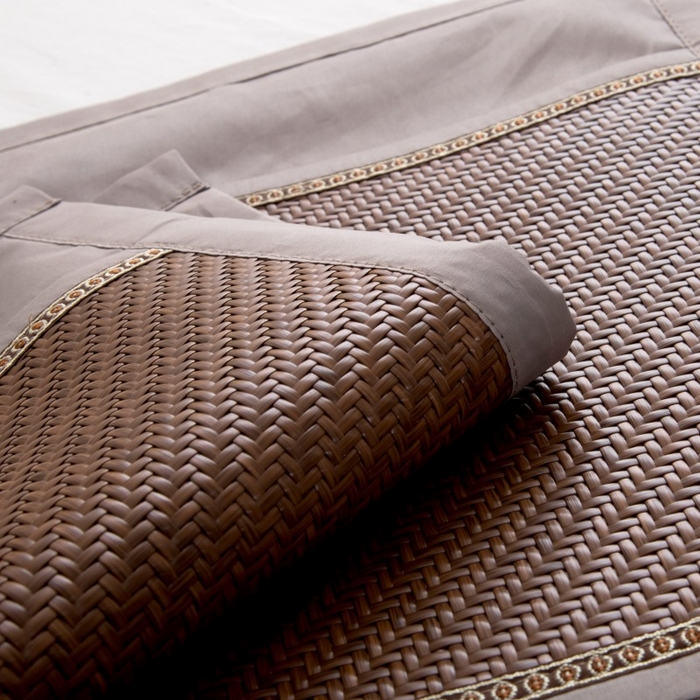 91家纺网 家纺一手货源 找家纺 莉迪娅 2026新款荞麦壳枕头枕芯夏季凉席藤席枕头夏凉枕 直角仿藤咖色