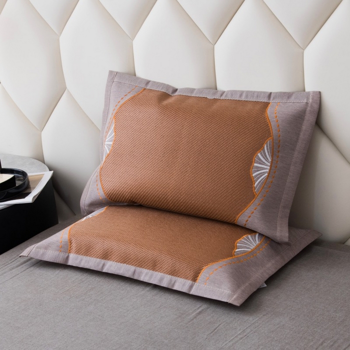 91家纺网 家纺一手货源 找家纺 莉迪娅 2026新款荞麦壳枕头枕芯夏季凉席藤席枕头夏凉枕 贝壳秀咖色