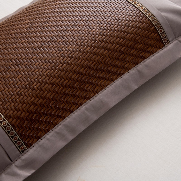 91家纺网 家纺一手货源 找家纺 莉迪娅 2026新款荞麦壳枕头枕芯夏季凉席藤席枕头夏凉枕 直角仿藤咖色