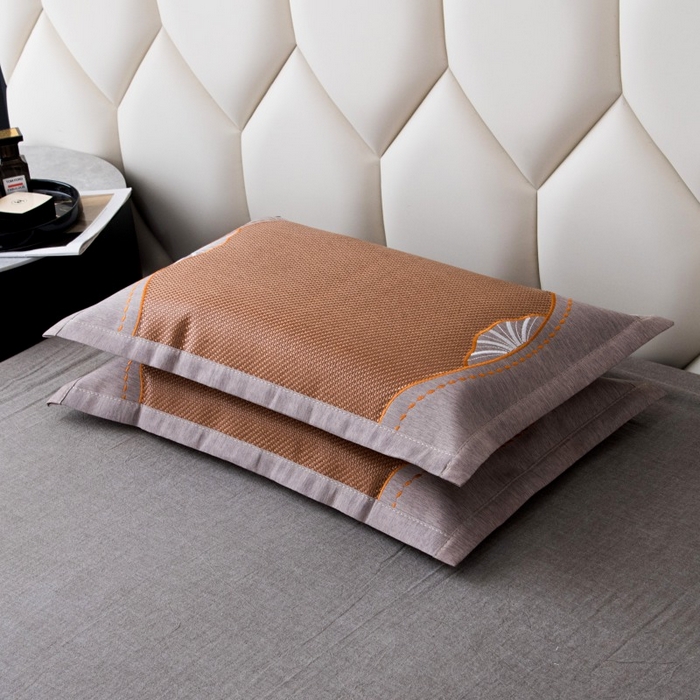 莉迪娅 2026新款荞麦壳枕头枕芯夏季凉席藤席枕头夏凉枕 贝壳秀咖色