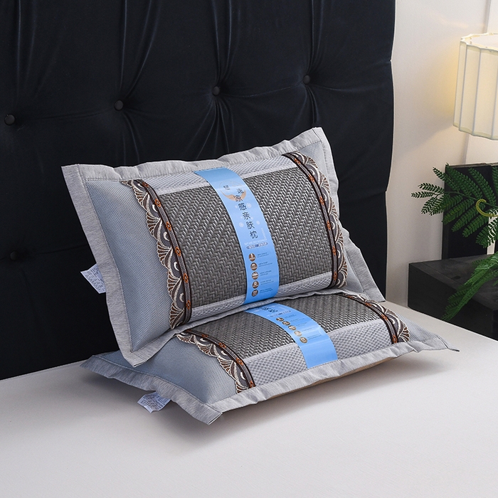 91家纺网 家纺一手货源 找家纺 莉迪娅 2026新款荞麦壳枕头枕芯夏季凉席藤席枕头夏凉枕 仿藤灰色直角