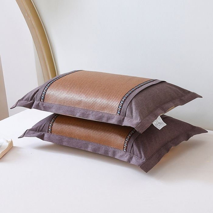 91家纺网 家纺一手货源 找家纺 莉迪娅 2026新款荞麦壳枕头枕芯夏季凉席藤席枕头夏凉枕 冰藤中方咖