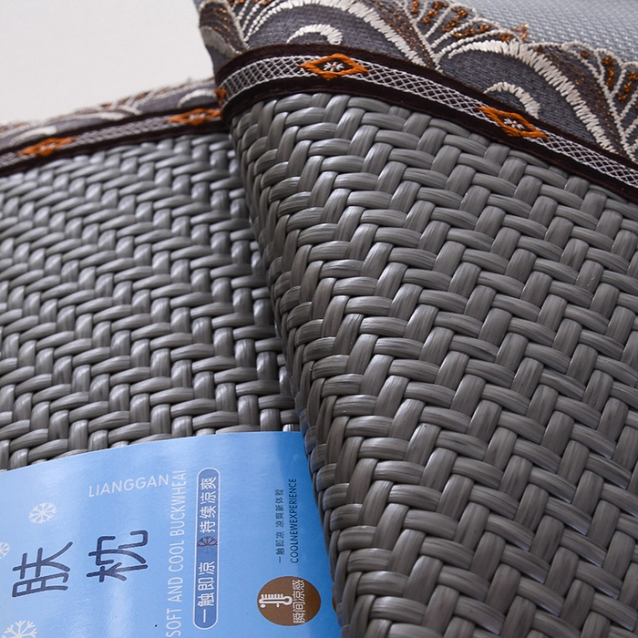 91家纺网 家纺一手货源 找家纺 莉迪娅 2026新款荞麦壳枕头枕芯夏季凉席藤席枕头夏凉枕 仿藤灰色直角