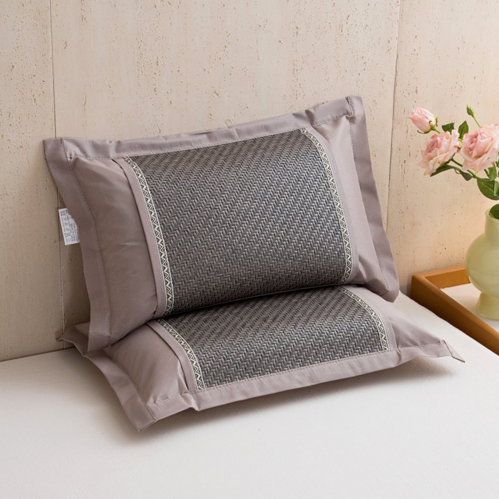 91家纺网 家纺一手货源 找家纺 莉迪娅 2026新款荞麦壳枕头枕芯夏季凉席藤席枕头夏凉枕 直角仿藤灰色