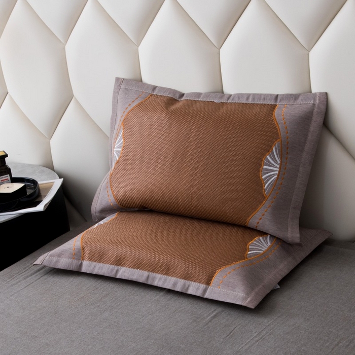 91家纺网 家纺一手货源 找家纺 莉迪娅 2026新款荞麦壳枕头枕芯夏季凉席藤席枕头夏凉枕 贝壳秀咖色