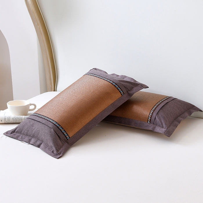 莉迪娅 2026新款荞麦壳枕头枕芯夏季凉席藤席枕头夏凉枕 冰藤中方咖