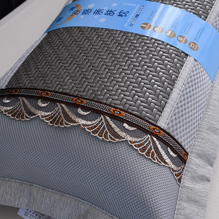 91家纺网 家纺一手货源 找家纺 莉迪娅 2026新款荞麦壳枕头枕芯夏季凉席藤席枕头夏凉枕 仿藤灰色直角