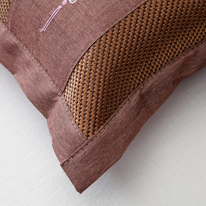 91家纺网 家纺一手货源 找家纺 莉迪娅 2026新款荞麦壳枕头枕芯夏季凉席藤席枕头夏凉枕 中国结咖色