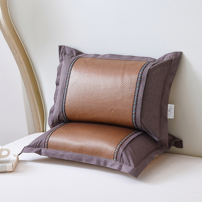 91家纺网 家纺一手货源 找家纺 莉迪娅 2026新款荞麦壳枕头枕芯夏季凉席藤席枕头夏凉枕 冰藤中方咖