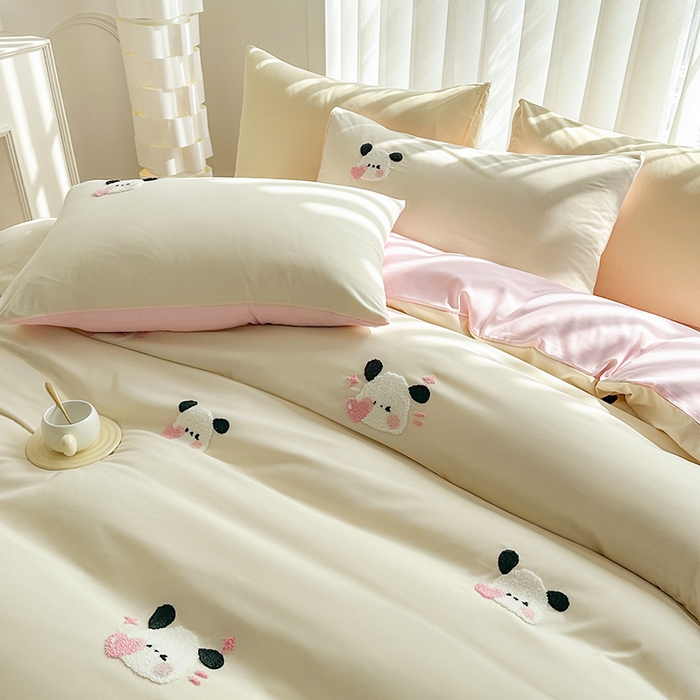 91家纺网 家纺一手货源 找家纺 （总）眷恋家纺 2026新款卡通毛巾绣水洗棉四件套