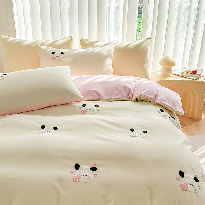 91家纺网 家纺一手货源 找家纺 （总）眷恋家纺 2026新款卡通毛巾绣水洗棉四件套