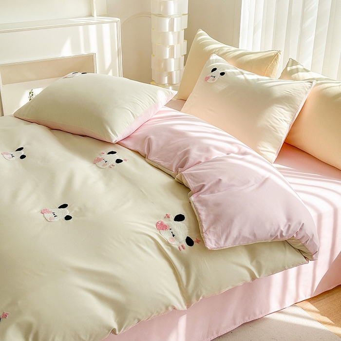 91家纺网 家纺一手货源 找家纺 （总）眷恋家纺 2026新款卡通毛巾绣水洗棉四件套