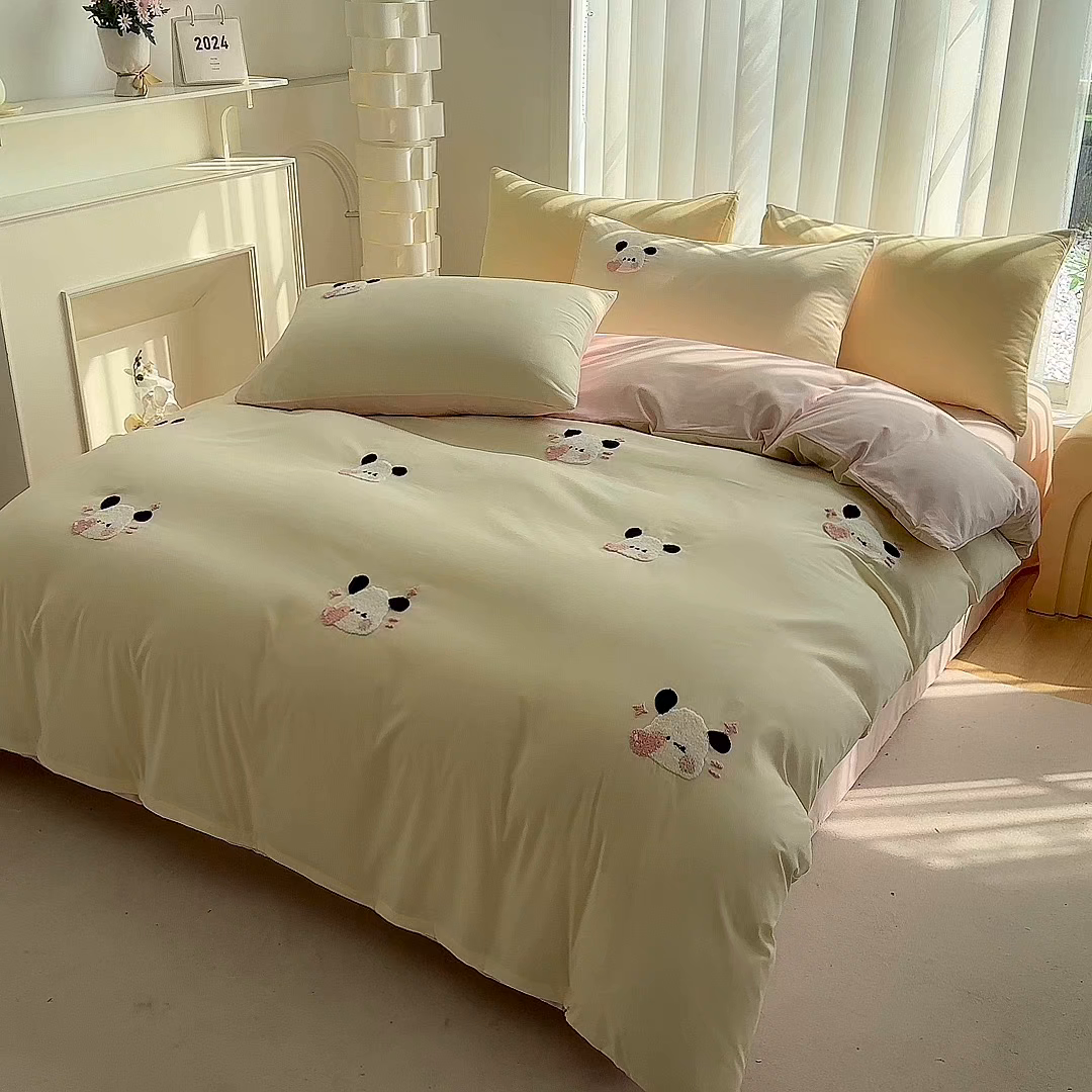 91家纺网 家纺一手货源 找家纺 （总）眷恋家纺 2026新款卡通毛巾绣水洗棉四件套