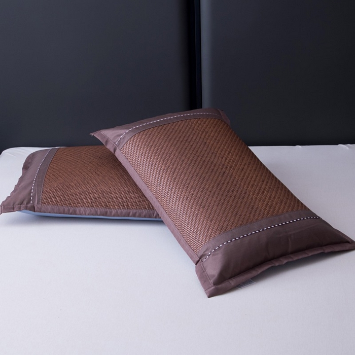 91家纺网 家纺一手货源 找家纺 莉迪娅 2026新款夏季凉席枕套藤席枕头套草席枕芯套 风花雪月咖