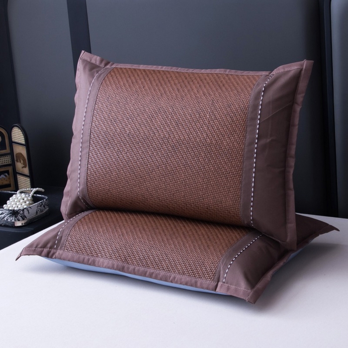 91家纺网 家纺一手货源 找家纺 莉迪娅 2026新款夏季凉席枕套藤席枕头套草席枕芯套 风花雪月咖