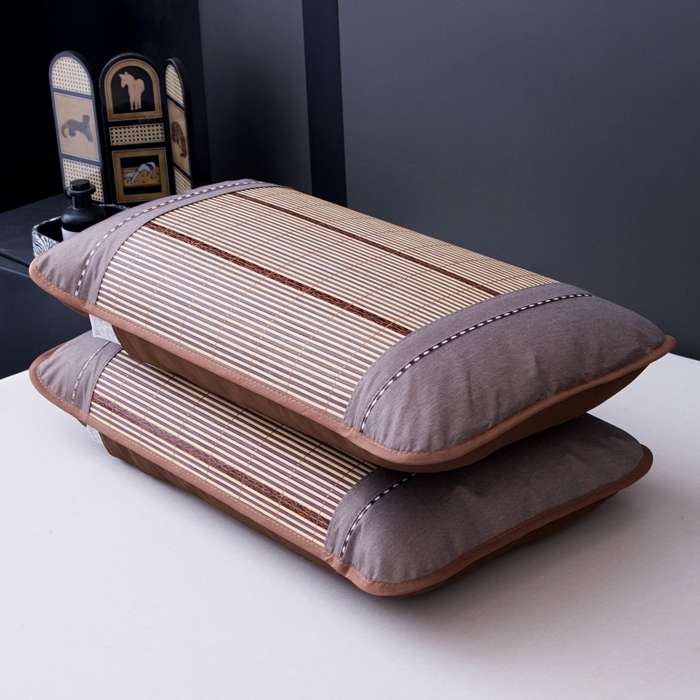 莉迪娅 2026新款夏季凉席枕套藤席枕头套草席枕芯套 竹面圆角1+1