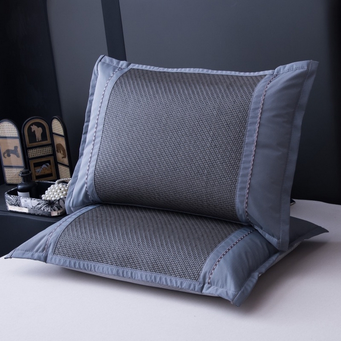 91家纺网 家纺一手货源 找家纺 莉迪娅 2026新款夏季凉席枕套藤席枕头套草席枕芯套 风花雪月灰