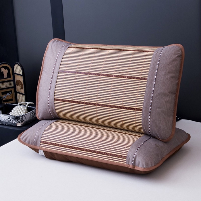 91家纺网 家纺一手货源 找家纺 莉迪娅 2026新款夏季凉席枕套藤席枕头套草席枕芯套 竹面圆角1+1