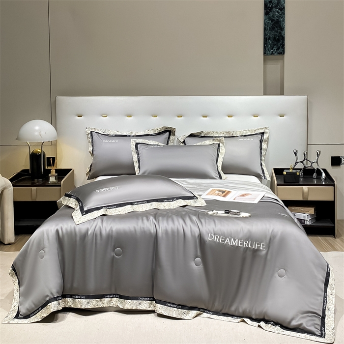 91家纺网 家纺一手货源 找家纺 （总）眷恋家纺 2026新款水洗真丝冰丝宽边刺绣夏被三件套四件套-克里斯汀系列