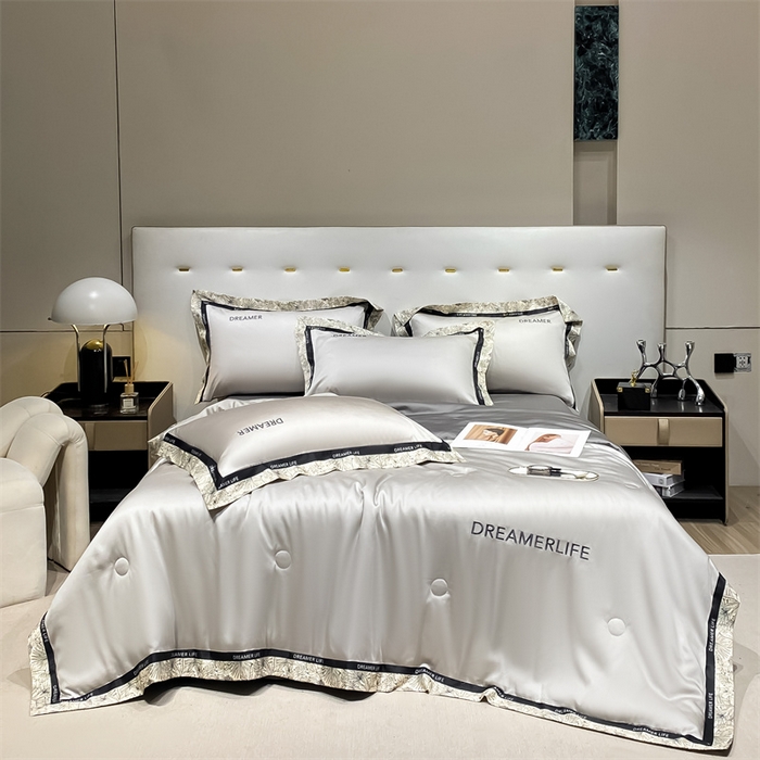 91家纺网 家纺一手货源 找家纺 眷恋家纺 2026新款水洗真丝冰丝宽边刺绣夏被三件套四件套-克里斯汀系列 克里斯汀-山灰+中灰