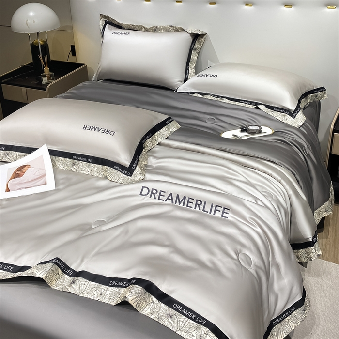 91家纺网 家纺一手货源 找家纺 眷恋家纺 2026新款水洗真丝冰丝宽边刺绣夏被三件套四件套-克里斯汀系列 克里斯汀-山灰+中灰